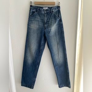 Ines De La Fressange Paris UNIQLO Cotton Vintage Medium Wash Mom Denim Jeans 25
